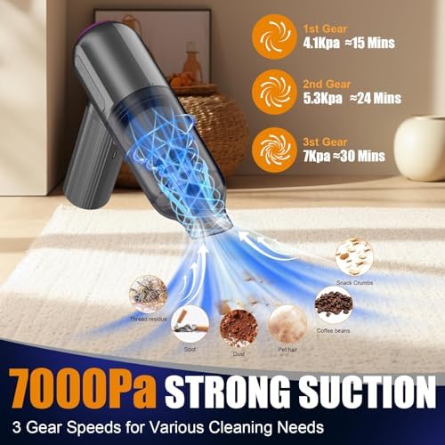 Hayousui 7000Pa Mini Handheld Vacuum,4-in-1 Cordless Car Vacuum Cleaner - Image 3