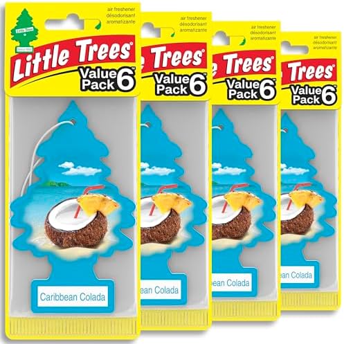 LITTLE TREES Car Air Freshener | Hanging Tree Provides Long Lasting Scent for Auto and Home | 24 Air Fresheners |Caribbean Colada by LITTLETREES