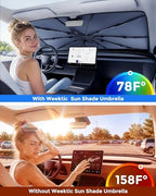 Weektic Windshield Sun Shade Umbrella, [Double Thickened Ice Crystal Coating] Sun & Heat Protection, Keep Car Cool & Protect Interior, Zero Light Leakage Small 53" L x 31" W - Image 2