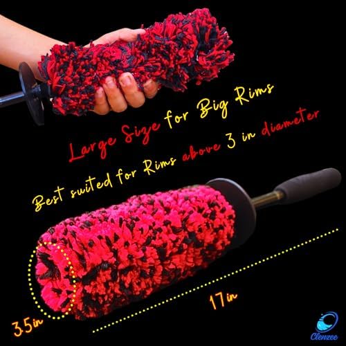 Large Microfiber Wheel Brush for SUVs, RVs & Trucks | Soft Non-Metallic Rim Cleaner Brush with Premium Microfiber Wool | Non-Metallic Wheel Cleaner Brush for Large Size Rim - Image 2