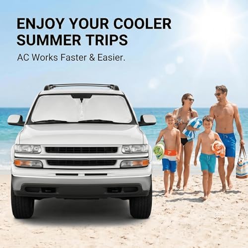 Windshield Sun Shade for Chevy Silverado 1500 1999-2006 Sunshade Front Window Shade Custom Fit Silverado 1500 Accessories Sun Visor Foldable Shade Blocks UV Rays Accessories - Image 4