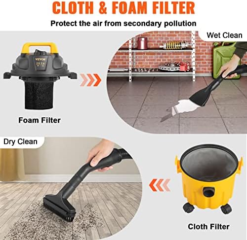 VEVOR 2.6-Gallon 2.5 Peak HP Wet Dry Shop Vacuum with Blowing Function - Image 5
