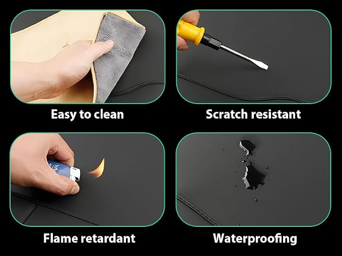 HCMAX 2 Pack Kick Mat Car Seat Back Protector Waterproof Easy to Clean Multifunctional Organizer Storage Bag Travel Accessory PU Leather Black - Image 4