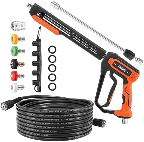 FIXFANS Pressure Washer Gun and Hose Kit, 25FT Power Wash Hose, M22 Fitting by FIXFANS