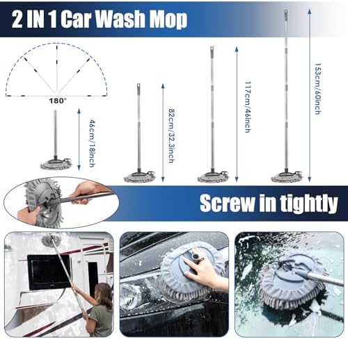 21Pcs Car Cleaning Kit with High Power Handheld Vacuum, Car Wash Mop with Long Handle, Bucket, Detailing Brush Set, Windshield Cleaner, Complete Interior Exterior Washing Supply for Men Women - Image 3
