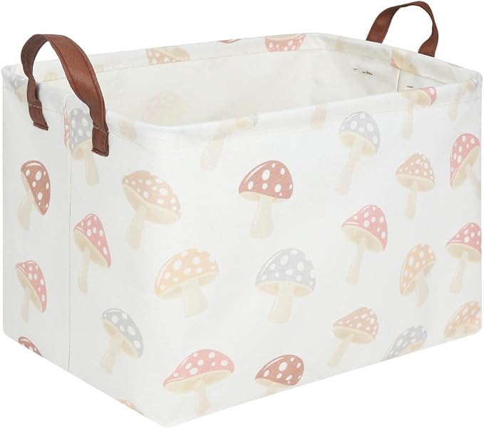 Rectangular Baby Laundry Basket,Mushroom Basket,Collapsible Waterproof Kids Toys Storage box,kids gift hamper,Toy Bins,Baby Room Decor(Mushroom) by FXOCSHE