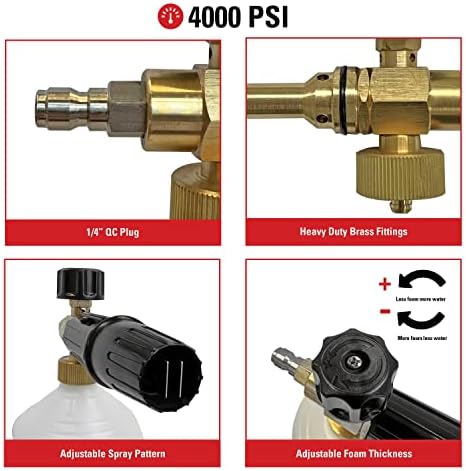 Simpson Pressure Washer Foam Cannon, 1/4" Quick Connect, 1 Liter, 80271 - Image 3
