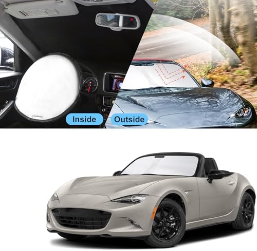 TINGLU Sun Shade for Mazda MX-5 Miata 2017-2019 Accessories Windshield Sun Shade Window Shade UV Rays Protection Sun Visor Cover with Steering Wheel Sunshade Storage Bag - Image 6
