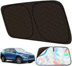GWUSKDT Foldable Windshield Sunshade Iridescent Heat Shield with Reflective Polyester Fabric UV Protection Car Sun Shade with Memory Steel Frame Keeps Interior Cool & Protects Dashboard (55 x 27.5 in - Image 2