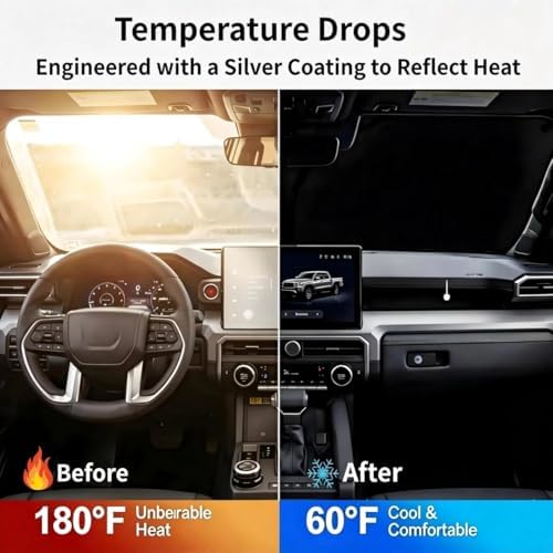 for Toyota Tacoma 2016-2024 2025 2026 - Premium Sunshade for Ultimate Heat & UV Protection- 4 Layers Foldable Front Windshield Sun Shade Custom Fit Tacoma 2Dr 4Dr, Pickup Sun Visor Car Accessories - Image 4