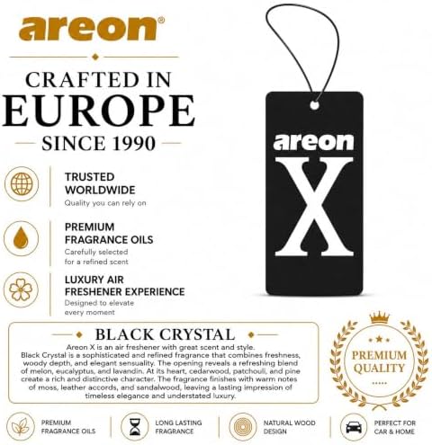AREON X XV02 Hanging Best Car Air Freshener Black Crystal Scent, Paper Hanging Ornaments, Long Lasting Scent for Car or Home 12 Pack - Image 6