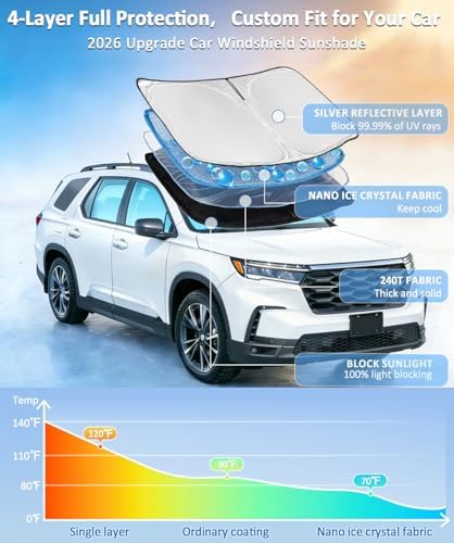 for Chrysler Pacifica Minivan 2017-2026 Sun Shade Windshield Cover - Image 2