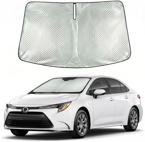 Windshield Sun Shade Custom Fit for 2020-2026 Toyota Corolla, Advanced Diamond-Patterned Heat Shield to Block UV Rays, Foldable Auto Window Visor, Precise Mirror Cutout by Giselia
