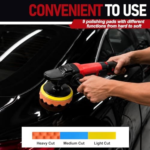AOBEN Car Buffer Polisher,Rotary polisher,1600W Car Polisher Waxer with 6 Variable Speed,4 Polishing Pads,Detachable Handle for Car Polishing and Waxing - Image 2