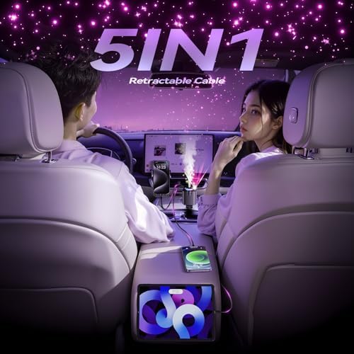 5 in 1 Retractable USB C Car Charger Fast Charge Aromatherapy Starry Sky - Image 3