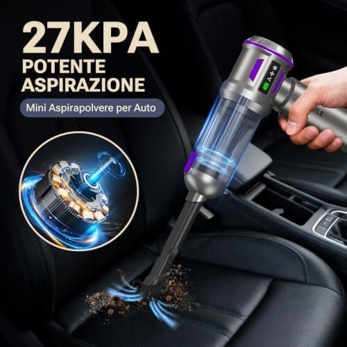 Yomile Mini Vacuum Cleaner, 2 in 1 27000PA Brushless Car Vacuum Air Duster 9000mAh Battery Air Blower Wireless Handheld Vacuum for Car,Office and Home - Image 4