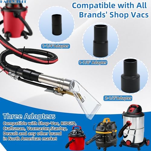 Happy Tree Universal Fit All Brands' Shop Vac Extractor Hose Kit Adapter Wet-Dry Extraction Accessory for Upholstery & Carpet Cleaning Auto Detailing Wet Vaccum Accessories with 25 Feet Water Hose - Image 5