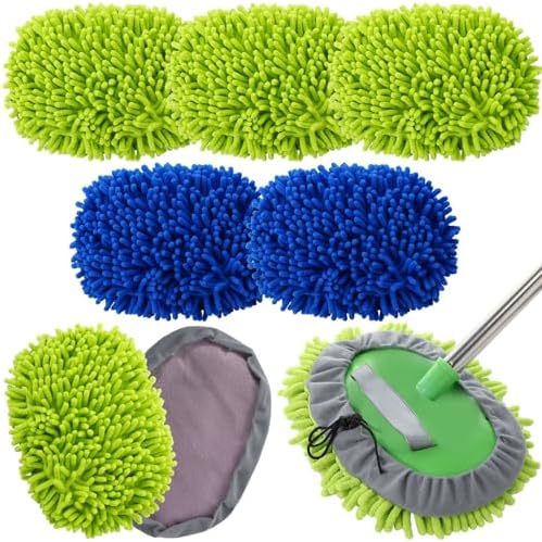 Layhit 5 Pcs Car Wash Mitt Set, Brush Not Included, Royal Blue and Green by ShungLan