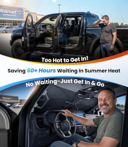 Zanch 2026 Upgraded Windshield Sun Shade Umbrella: Custom Fit for Dodge RAM 1500 2500 3500 2019-2026 Front Window Sunshade, Block UV Rays & Keep Car Cool, 1:1 Scan for RAM 1500, No Gaps & No Scratches - Image 4