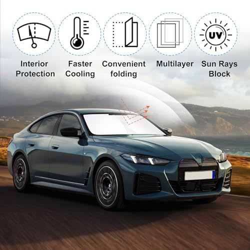 TINGLU Sun Shade for BMW i4 M50 2022-2024 2025 Accessories Windshield Sun Shade Window Shade UV Rays Protection Sun Visor Cover with Steering Wheel Sunshade Storage Bag - Image 5