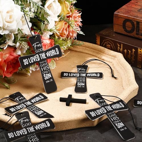 Fumete 24 Pcs Christian Gifts for Men Black Cross Car Air Fresheners Bulk - Image 5
