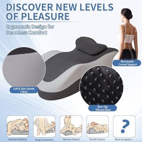 Intimacy Pillow Wedge - Sweet Spot Pillow for Couples, Memory Foam Ergonomic Support Cushion, Multi-Position Couples Pillow, Removable Washable Cover for Relaxation & Play (Dual Grey) - Image 7