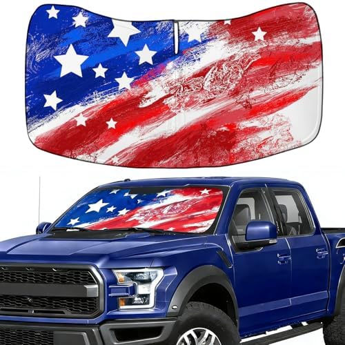 Windshield Sun Shade for Ford F150 F-150/F250/F350/F450 2026 2025-2021 Front Window Sunshade Sun Visor Protector Flag Pattern Foldable Block UV Rays Interior Windshield Cover Keep Car Cooler by Unknown