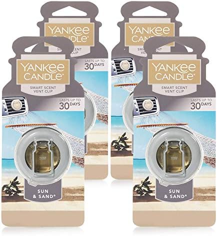 Yankee Candle Car Freshener Smart-Scent Vent Clips, 4-PACK (Sun & Sand) by YankeeCandle