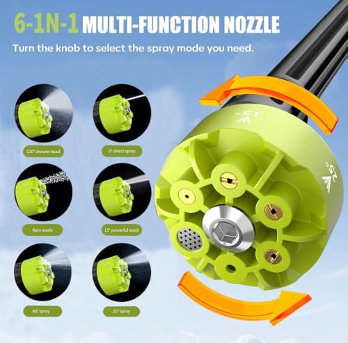 Cordless Car Washer,1000 PSI with Half-Hour Runtime & 6-in-1 Swivel Nozzle, 16.4FT High-Elastic Hose,Portable Handheld Car Washer,Suitable for Cars/Floors/Gardens Cleaning - Image 2