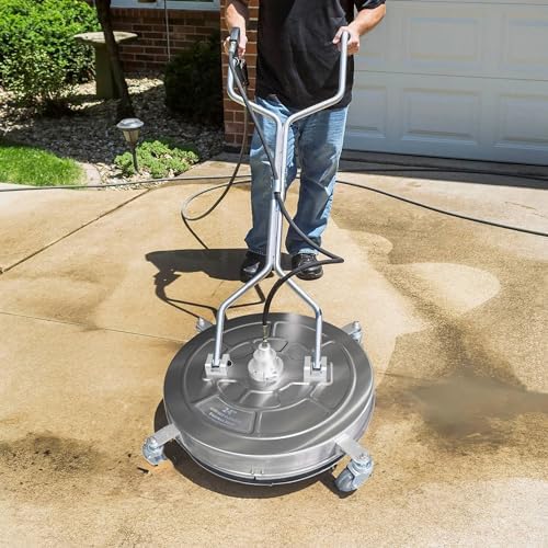 Hourleey 24" Pressure Washer Surface Cleaner with Dual Handles, Stainless Steel Surface Cleaner with 4 Wheels for Driveways, Pathway, Sidewalks, Patios, Decks, 4500 PSI with 3/8" Quick Connector Kit - Image 6