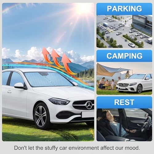 for 2008-2024 2025 Mercedes Benz C-Class W205 C250 C300 C400 SLK SLS CLA CLS CL-Class Windshield Sun Shade Sunshade Cover Front Window Shade Sun Visor Protector Foldable Blocks UV Rays Car Accessories - Image 6