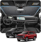 for Car Windshield Sunshade Umbrella 2021-2026 Chevrolet Tahoe Custom Fit Windshield Sun Protector Cover 6-Layer Heat-Resistant Fabric, Ultra-Strong Fiberglass Frame (for 2021-2026 Chevy Tahoe) by BSTW