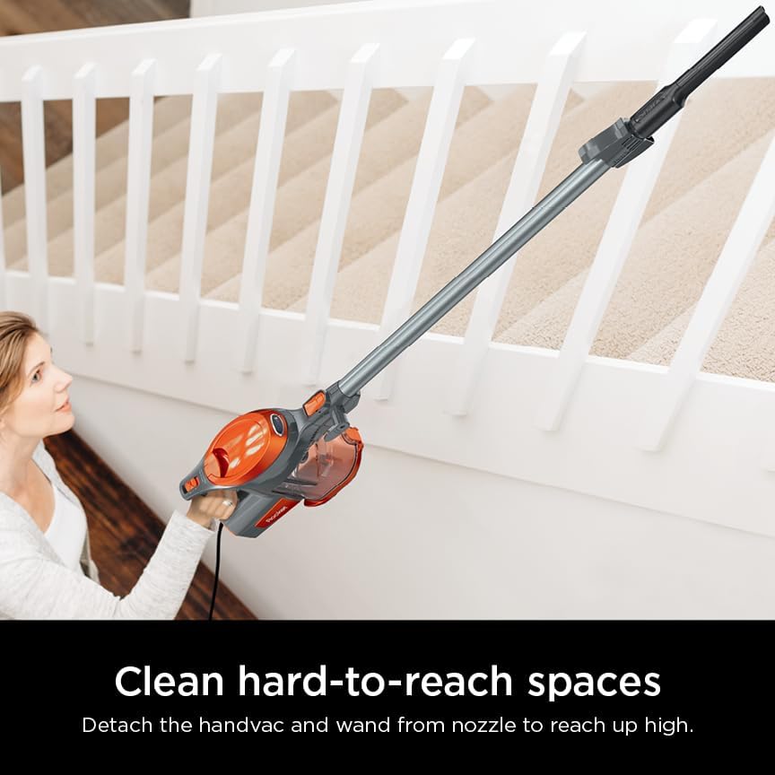 Shark HV302 Rocket Pet Corded Stick Vacuum, Lightweight with Swivel Steering for Carpets & Hard Floors, Converts to Hand Vacuum, Includes Crevice Tool, Pet Multi-Tool & Precision Duster, Orange - Image 3