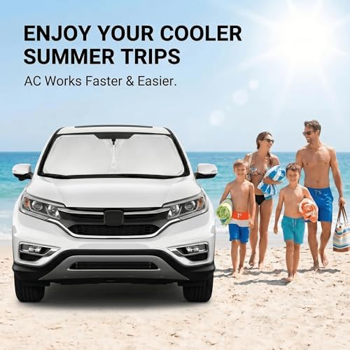Windshield Sun Shade for Honda CRV 2012-2016 Front Window Shade Custom Fit CR-V LX, EX, EX-L, Sport, Sport-L, Touring Sun Visor Foldable Shade Blocks UV Rays Summer Must Have Car Accessories - Image 4