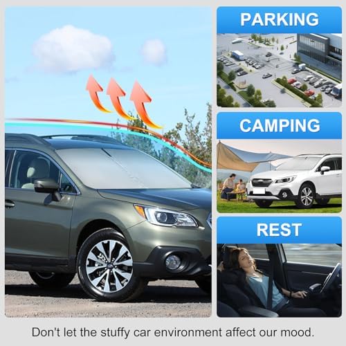 for 2015-2019 Subaru Outback Windshield Sun Shade -Windshield Sunshade Cover Front Window Shade Custom Fit Outback Car Accessories Sun Visor Protector Foldable Blocks UV Rays - Image 3