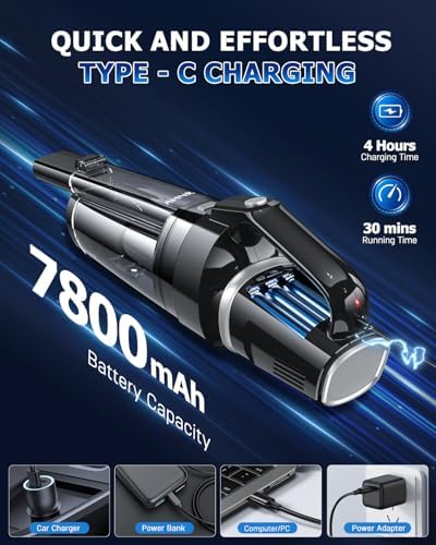 AHNR Handheld Vacuum Cleaner Cordless Rechargeable 16000PA for Car Home - Image 6