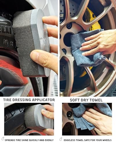 oesee 8PCS Pro Wheel Cleaning Kit - Synthetic Wool Brushes, Detailing Brush, Tire Brush, Wash Mitt, Drying Towel & Carry on Bag - Scratch-Free Rim Cleaning Kit - Image 6
