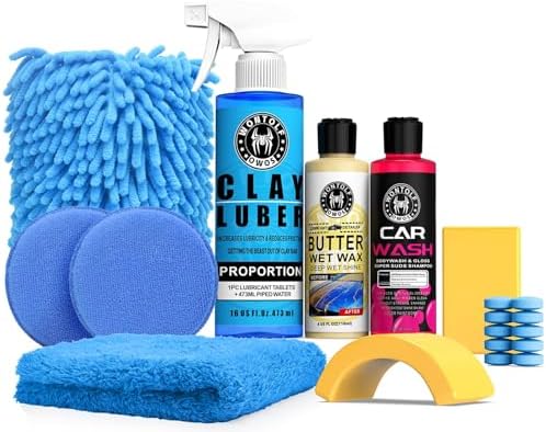 Wontolf Complete Car Clay Bar Auto Detailing Kit, Clay Luber, Butter Wet Wax, Car Wash Soap - Premium Grade Clay System Car Washing Detailing Kit- Maximum Gloss & Unsurpassed Slickness(19 Items) by Wontolf