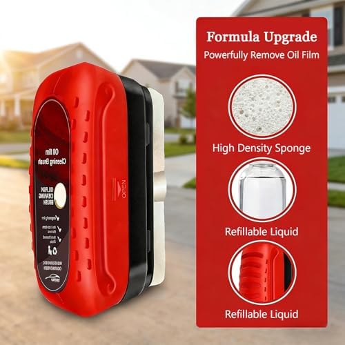 Automotive Oil Film Cleaning Brush for Glass Windshield & Windows – Upgrade 2.0 Kit with Cleaner & Refill, Anti-Rain & Anti-Fog Coating, Windshield Cleaner Tool for Clarity and Safer Driving (Red) - Image 2