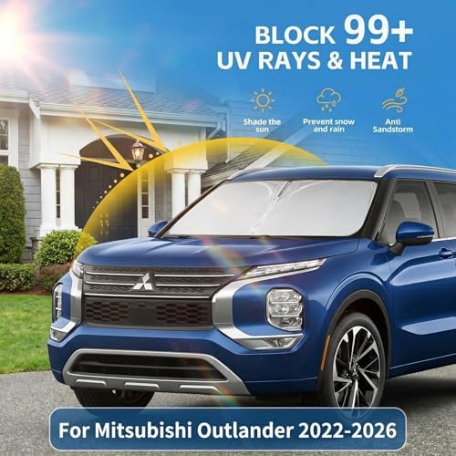 Windshield Sun Shade for Mitsubishi Outlander 2022-2025 2026 Sunshade Front Window Shade Custom Fit Outlander Accessories Sun Visor Foldable Shade Blocks UV Rays Accessories - Image 2