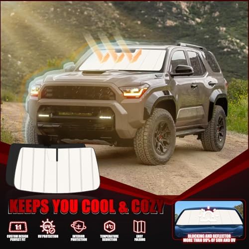 Windshield Sun Shade for Toyota 4Runner 2010-2026, Accordion Folding Design - Image 2