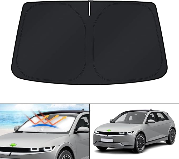 KUST Windshield Sun Shade for Hyundai Ioniq 5 Accessories 2022-2025 2026 34.5‘’x58.5‘’ Sunshade Window Sun Visor Protector Foldable Blocks UV Rays Keep Car Cooler by KUST