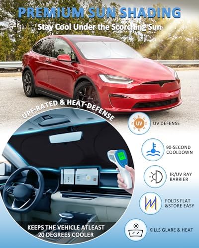for Model X Windshield Sun Shade Sunshade for Tesla Model X 2016-2024 2025 2026 Windshield Cover Window Shield Protector Sun Visor Tesla Car Accessories Keeps Car Interior Cool - Image 2