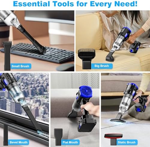 Car Vacuum Cordless, 35000PA Strong Suction Handheld Vacuum with 2 Detachable Batteries, 60Min Runtime Portable Vacuum Cleaner for Car Detailing, Pet Hair, Home Couch & Office, 350ML XL Dust Cup - Image 5