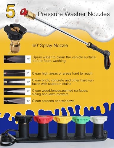 BOSEA Premium Foam Cannon with Pressure Washer Tips and Nozzle Holder, Nickel-Plated Copper, Durable | Dense Foam, Car Soap Dispenser for Pressure Washer, Car Wash Soap Sprayer with 1/4" Connector - Image 6