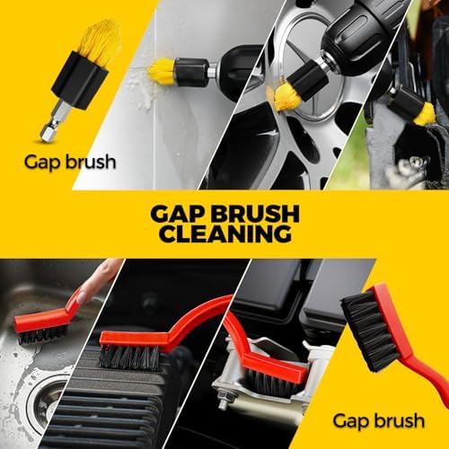 Holikme 22Pack Drill Brush Attachments Set, Scrub Pads & Sponge, Buffing Pads, Power Scrubber Brush, Car Polishing Pad Kit,Wax Applicator Pad,Car Cleaning Kit,Cleaning Supplies,Masonry Brushes,White - Image 5