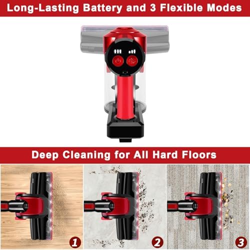 iwoly C150 Cordless Vacuum Cleaner with 2200mAh Rechargeable Battery, 18000Pa Cyclone Vacuum with HEPA Filter, Lightweight Portable Handheld Stick Vacuum for Home Hard Floor Car Cleaning - Image 3