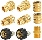 Hourleey Pressure Washer Adapter Set, Quick Disconnect Kit with M22 Metric Male Thread Quick Connector, M22 Swivel to 3/8'' Quick Connect, 3/4" to Quick Release, M22 to M22 Convert, 9 Pack by Hourleey