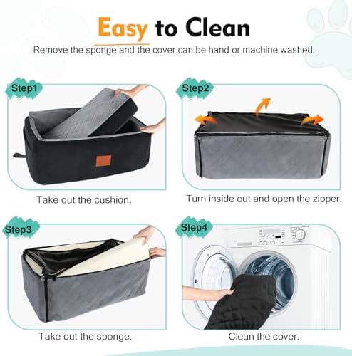 NEEZUKAR Dog Car Seat for Large Medium Size Dogs, Pet Car Seat Under 55 lbs | Thick Cushion, Detachable Washable Dog Booster Seat for 2 Small Dogs, Travel Dog Car Bed with Storage Pockets, 2 Safety Belts - Image 5