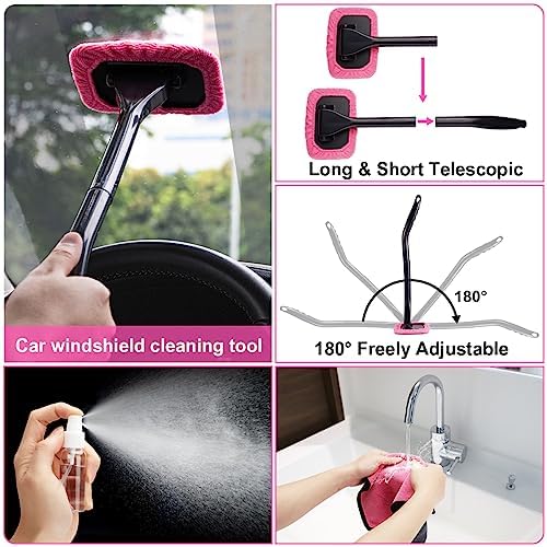 Car Vacuum Cordless Rechargeable, 8000PA High Power Handheld Vacuum Cleaner with 17PCS Car Cleaning Kit, Pink Auto Accessories for Women Gift - Image 6